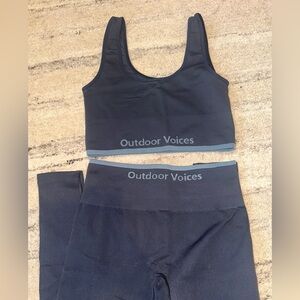 Outdoor Voices Dark Blue Ribbed Set